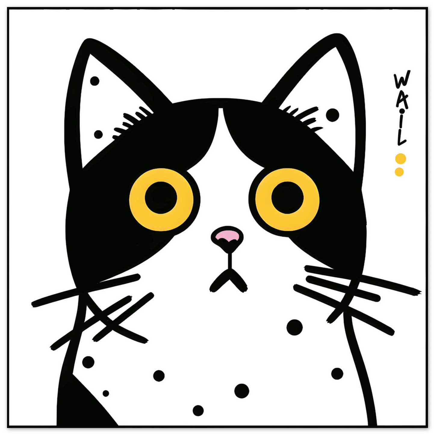 Black and white pop art cat – Modern decorative poster - Gato estilo pop art en blanco y negro – Póster decorativo moderno