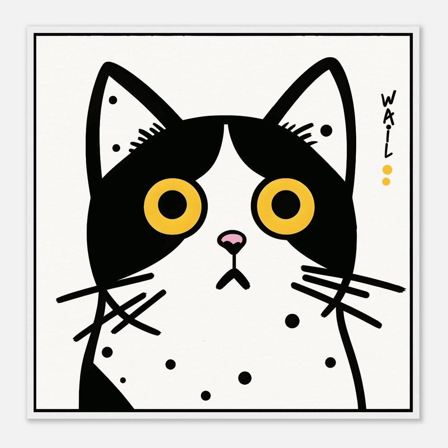Black and white pop art cat – Modern decorative poster - Gato estilo pop art en blanco y negro – Póster decorativo moderno