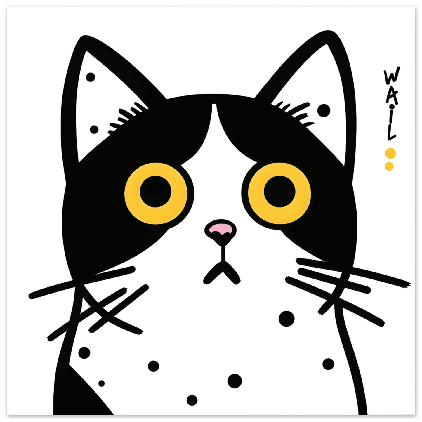 Black and white pop art cat – Modern decorative poster - Gato estilo pop art en blanco y negro – Póster decorativo moderno