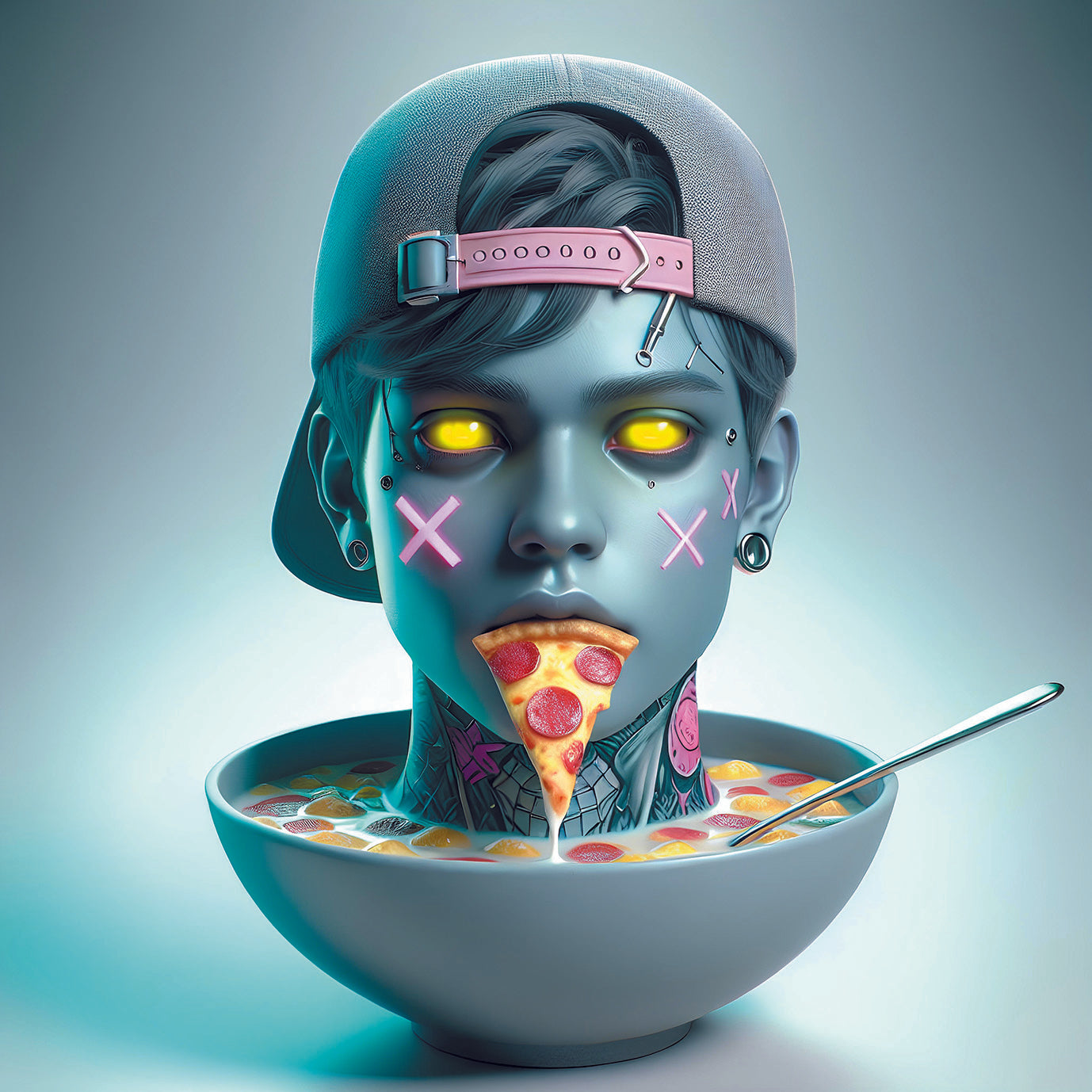 Bowl & Soul | Poster surrealista, cyberpunk