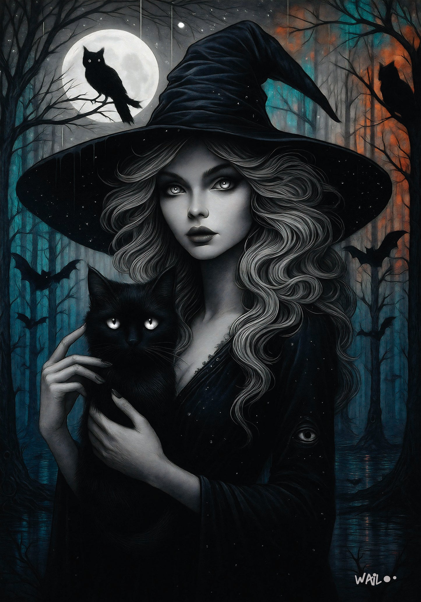 Moon, la bruja que domina la noche | Poster místico y oscuro