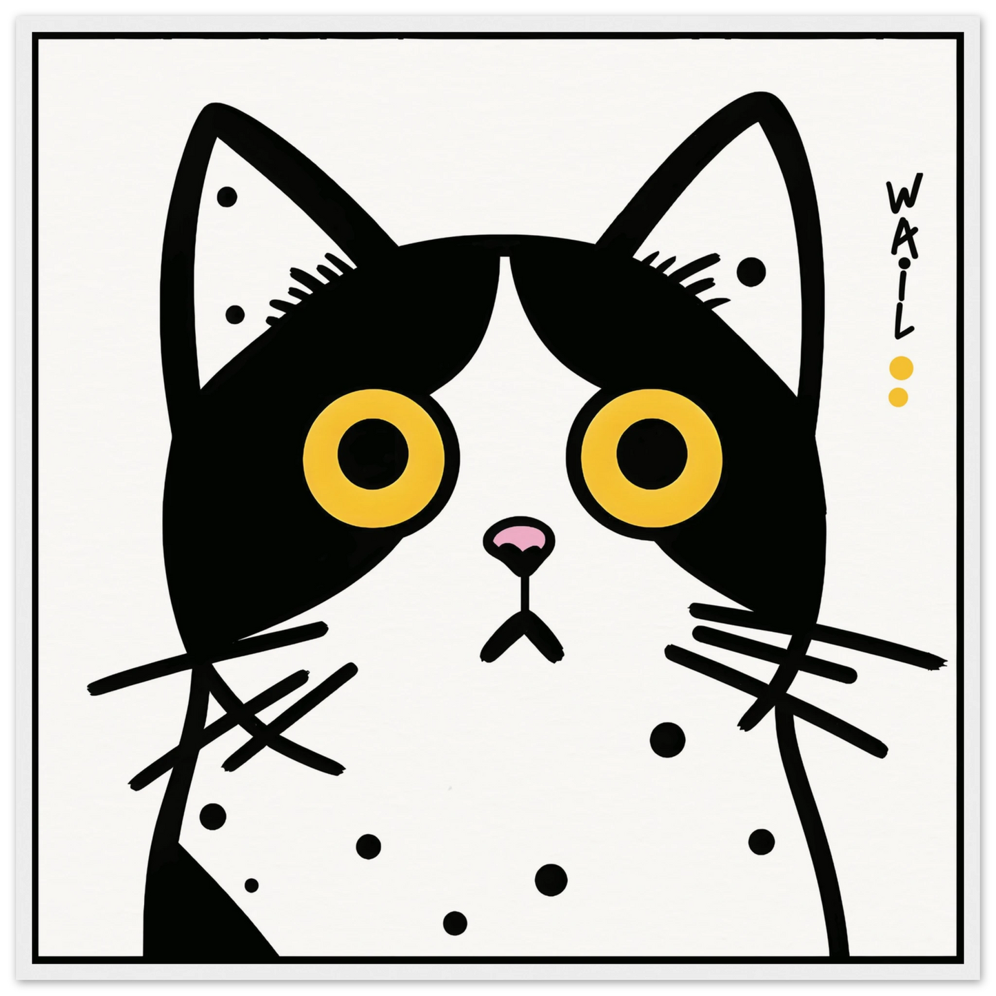 Black and white pop art cat – Modern decorative poster - Gato estilo pop art en blanco y negro – Póster decorativo moderno