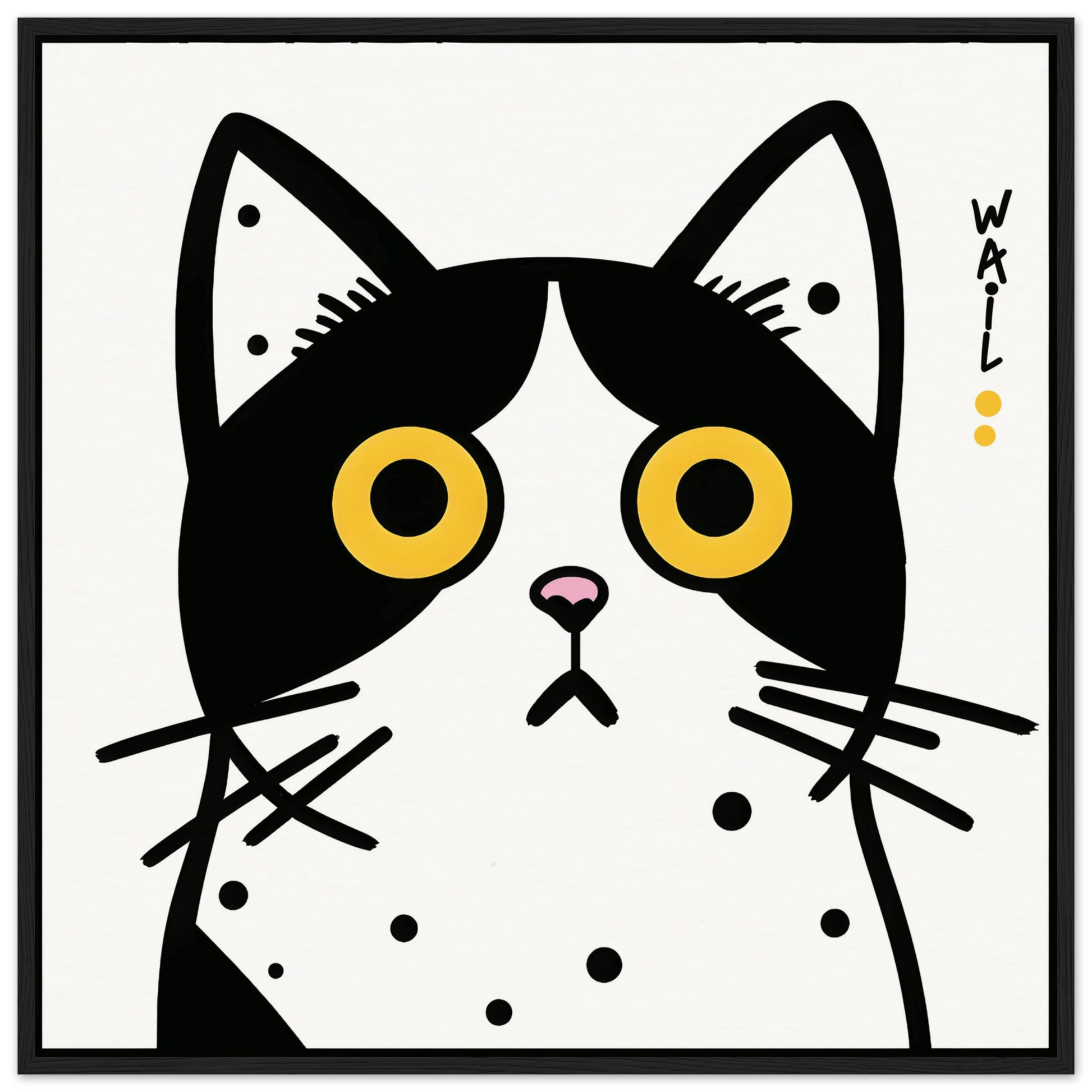 Black and white pop art cat – Modern decorative poster - Gato estilo pop art en blanco y negro – Póster decorativo moderno