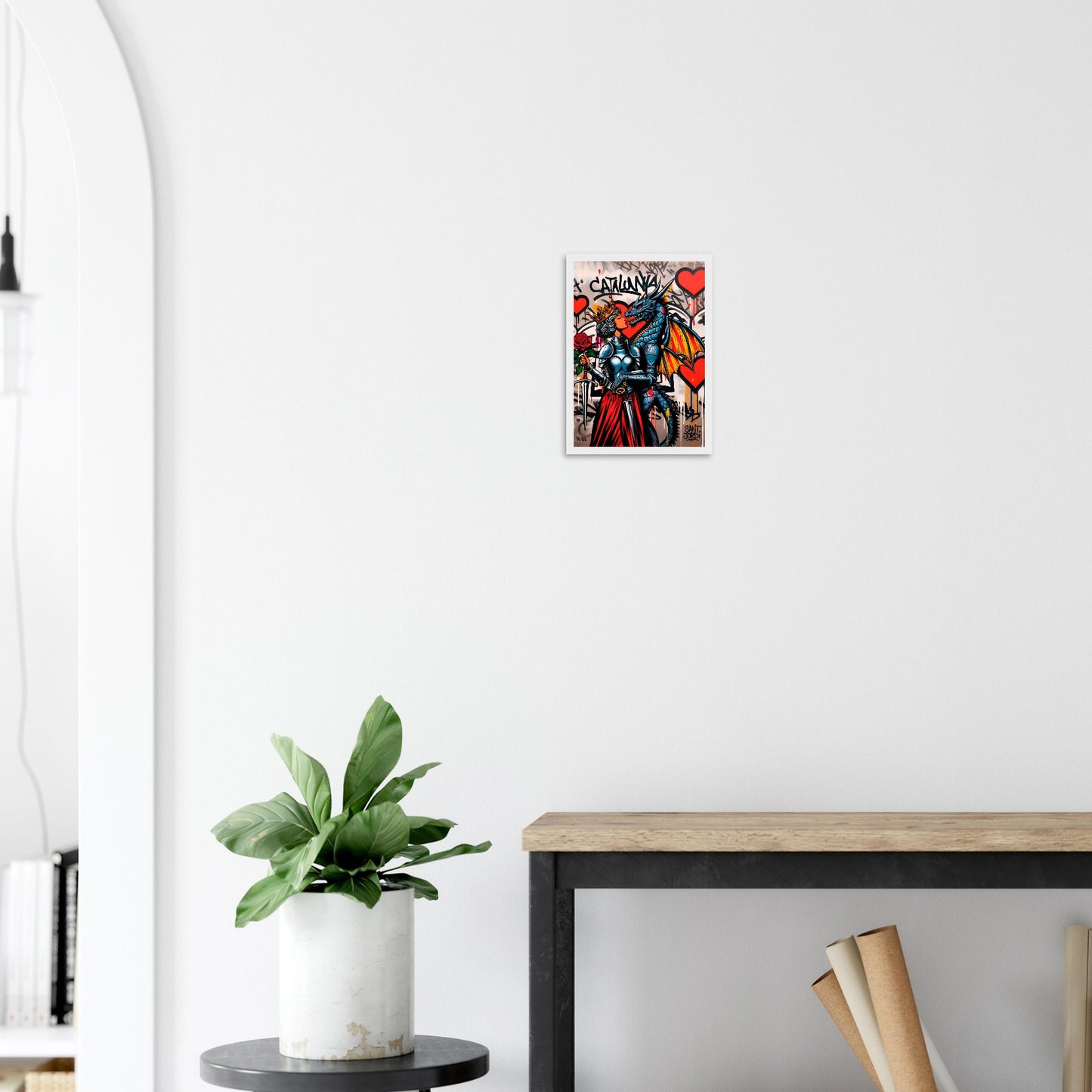 Pòster Sant Jordi amb marc de fusta — Regal Sant Jordi 2026 envío 48h