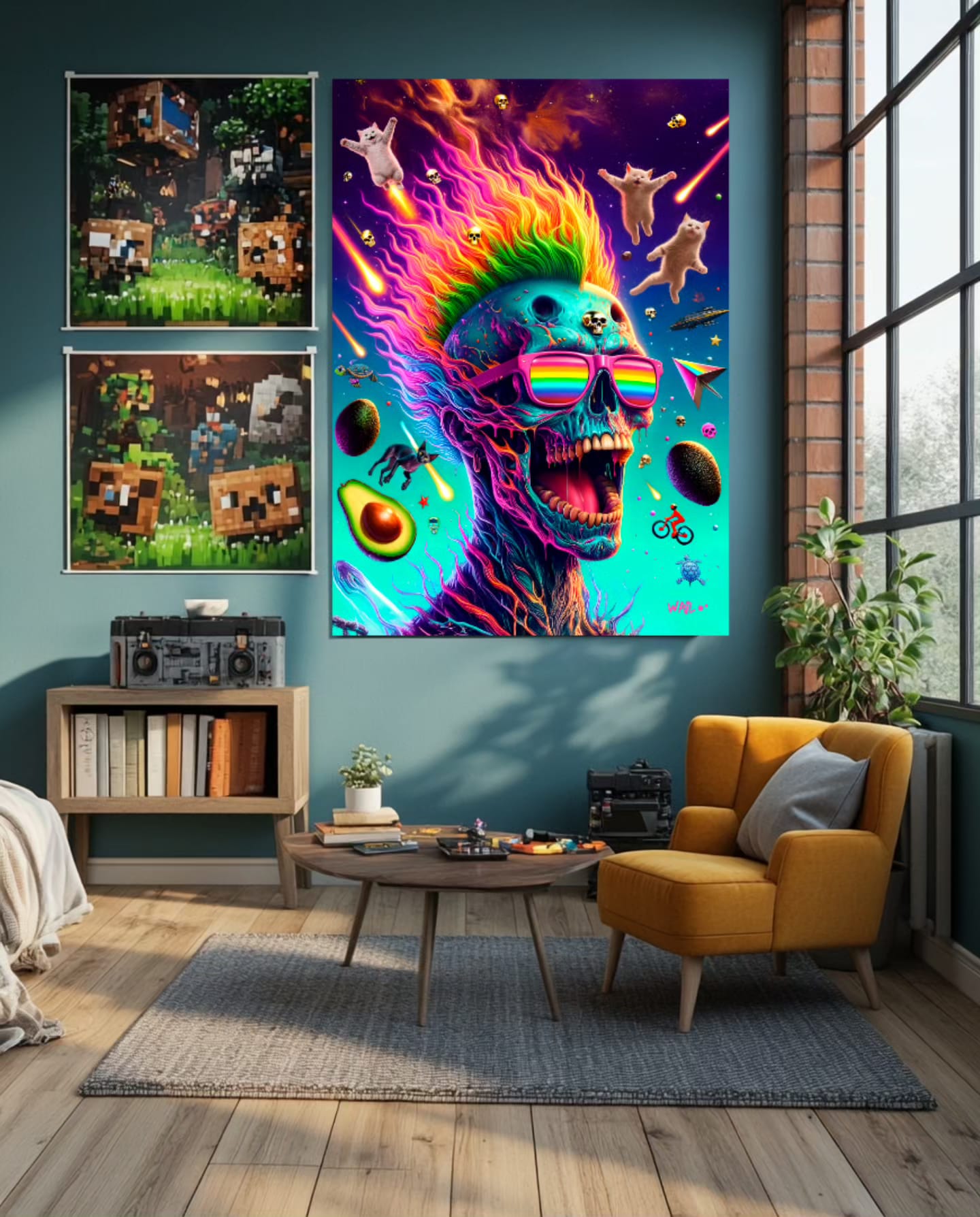 Wailtiverse – Arte pop psicodélico con calaveras, gatos cosmicos y colores neón