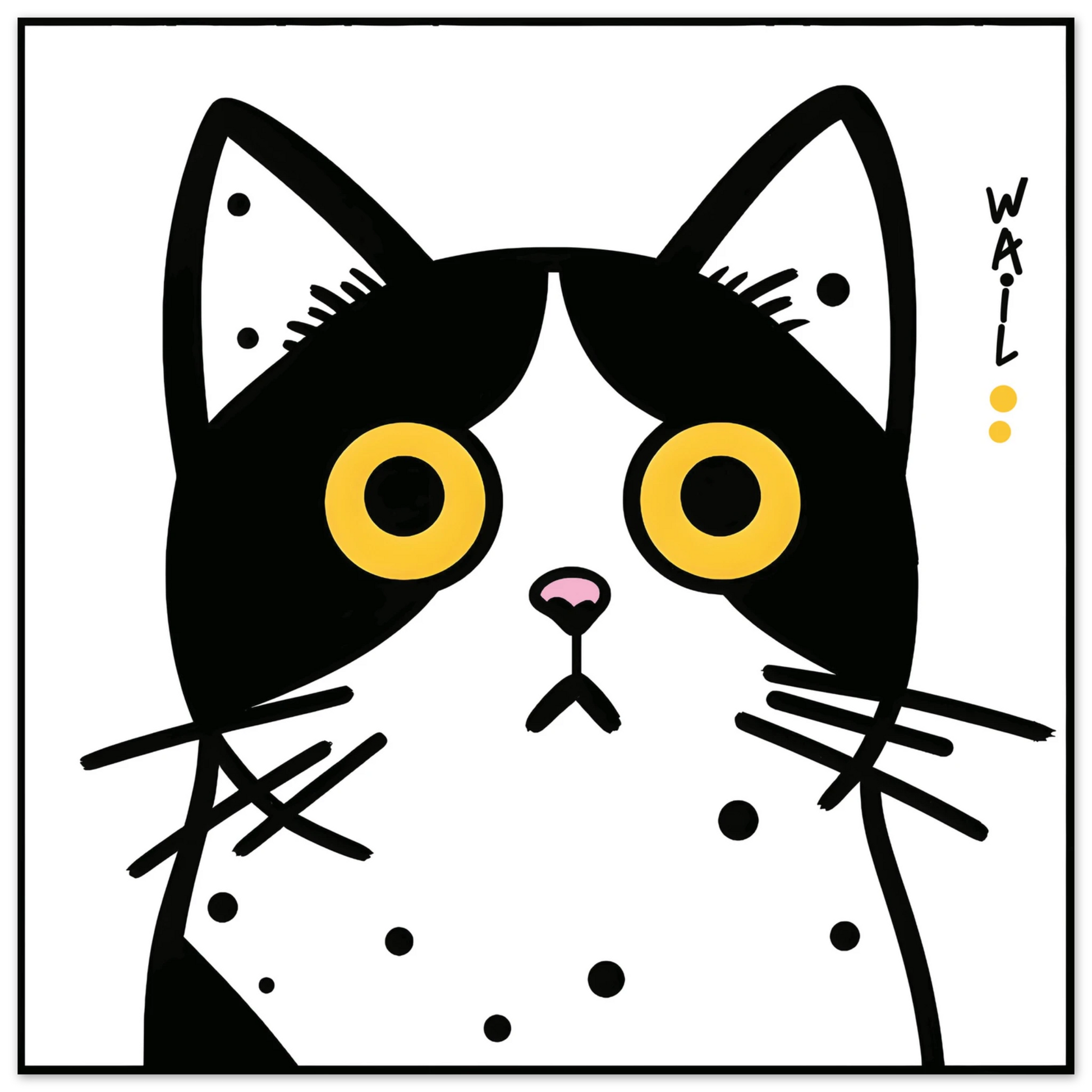 Black and white pop art cat – Modern decorative poster - Gato estilo pop art en blanco y negro – Póster decorativo moderno