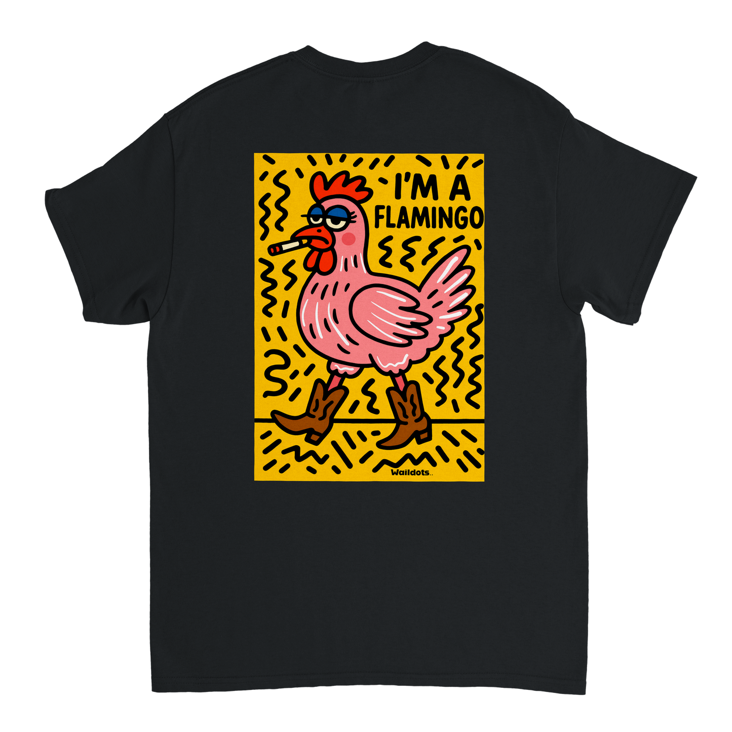 Camiseta "I'm a Flamingo" | Waildots – Diseño divertido de Gallina con estampado graffiti