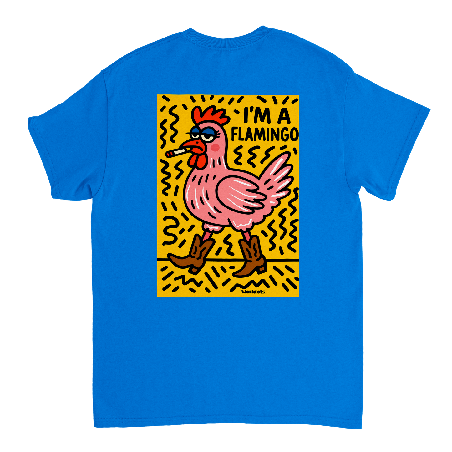 Camiseta "I'm a Flamingo" | Waildots – Diseño divertido de Gallina con estampado graffiti