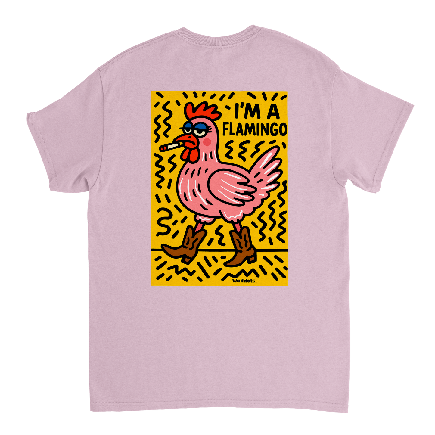 Camiseta "I'm a Flamingo" | Waildots – Diseño divertido de Gallina con estampado graffiti