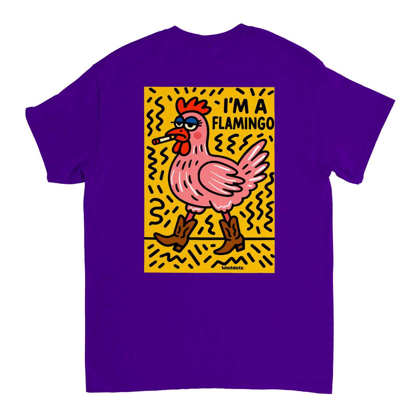 Camiseta "I'm a Flamingo" | Waildots – Diseño divertido de Gallina con estampado graffiti