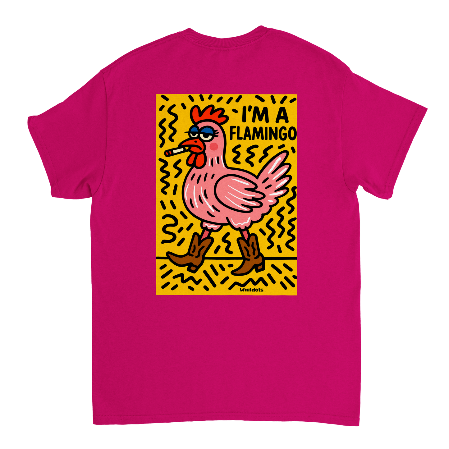 Camiseta "I'm a Flamingo" | Waildots – Diseño divertido de Gallina con estampado graffiti
