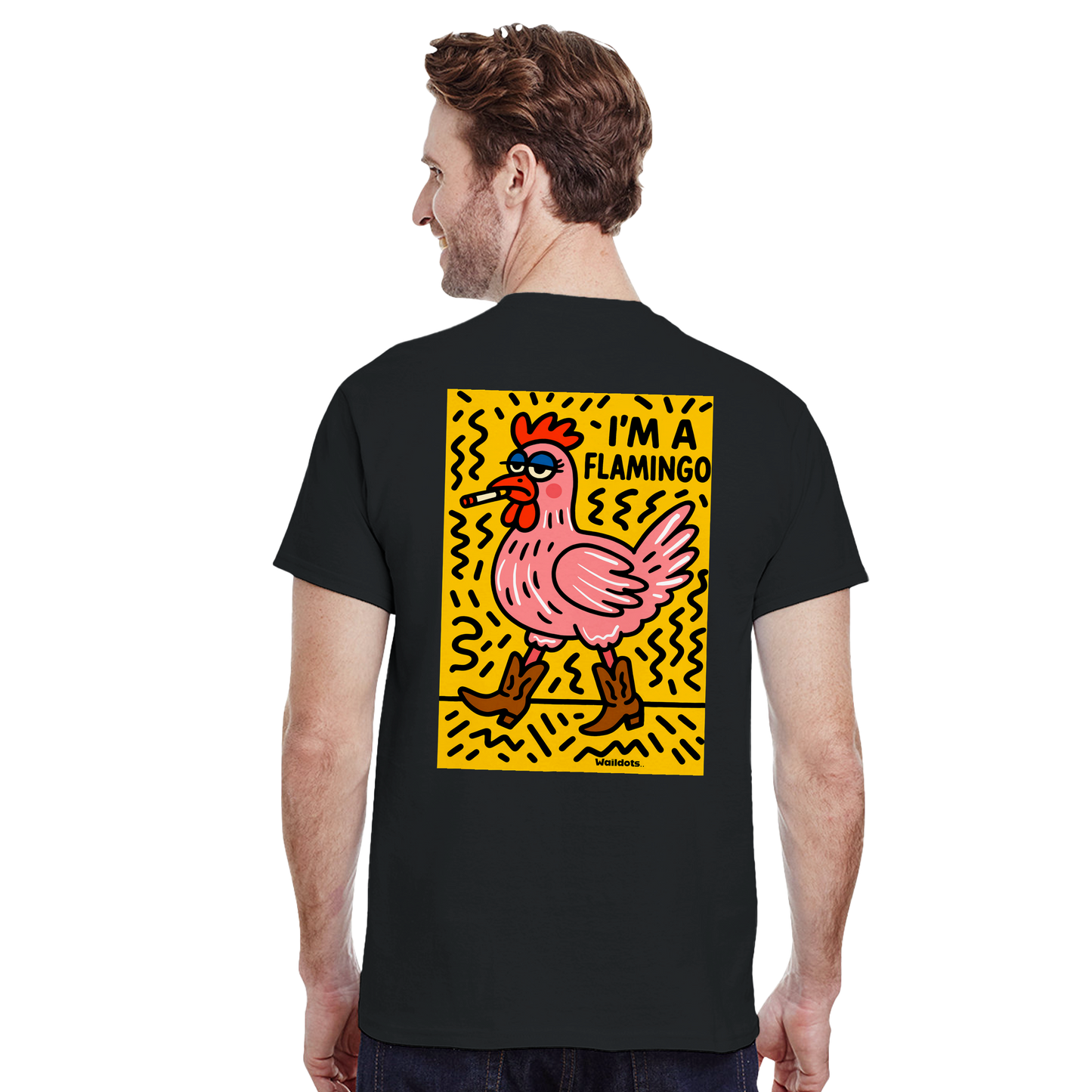 Camiseta "I'm a Flamingo" | Waildots – Diseño divertido de Gallina con estampado graffiti