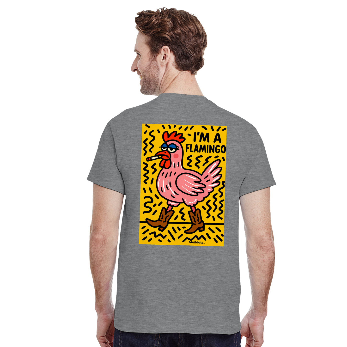 Camiseta "I'm a Flamingo" | Waildots – Diseño divertido de Gallina con estampado graffiti