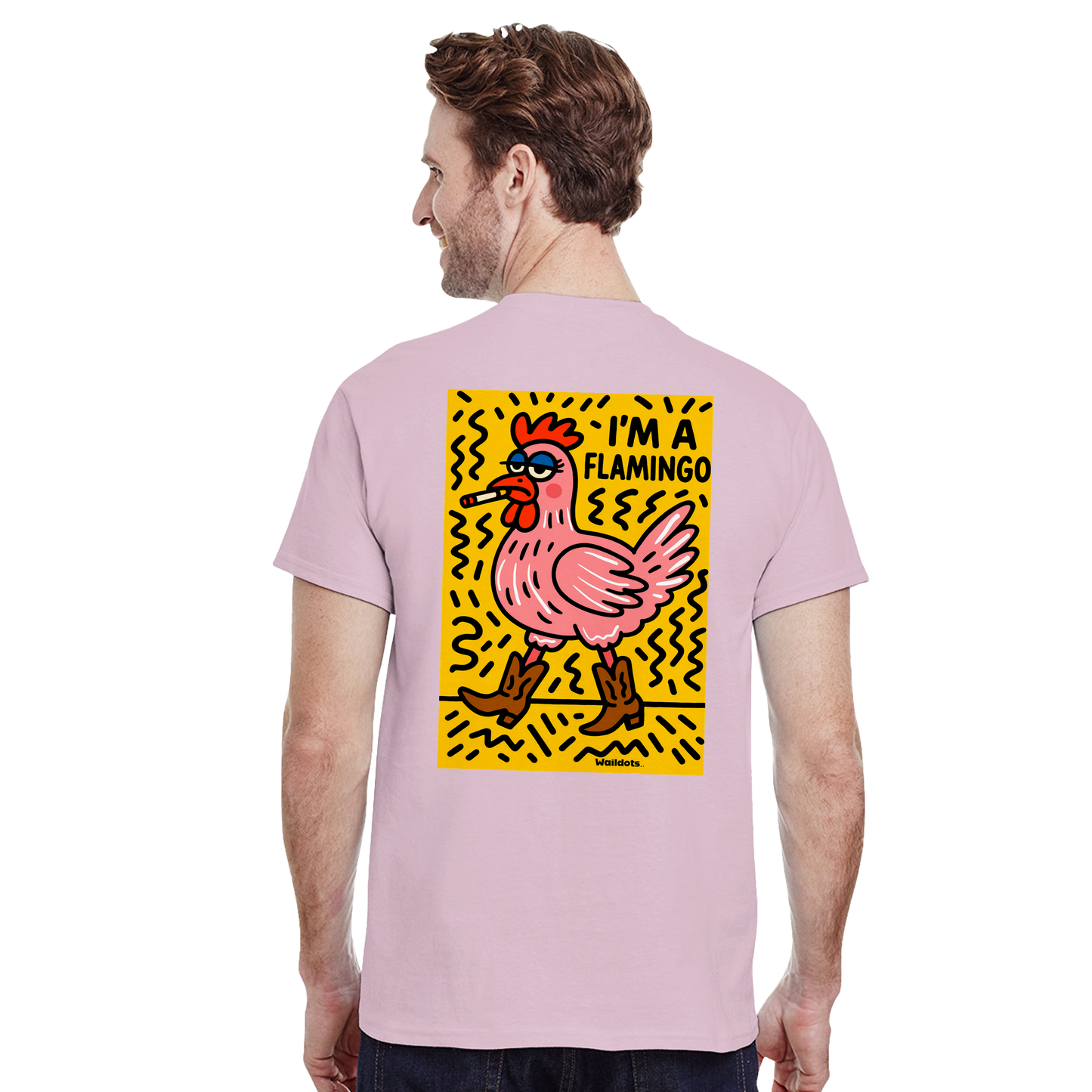 Camiseta "I'm a Flamingo" | Waildots – Diseño divertido de Gallina con estampado graffiti
