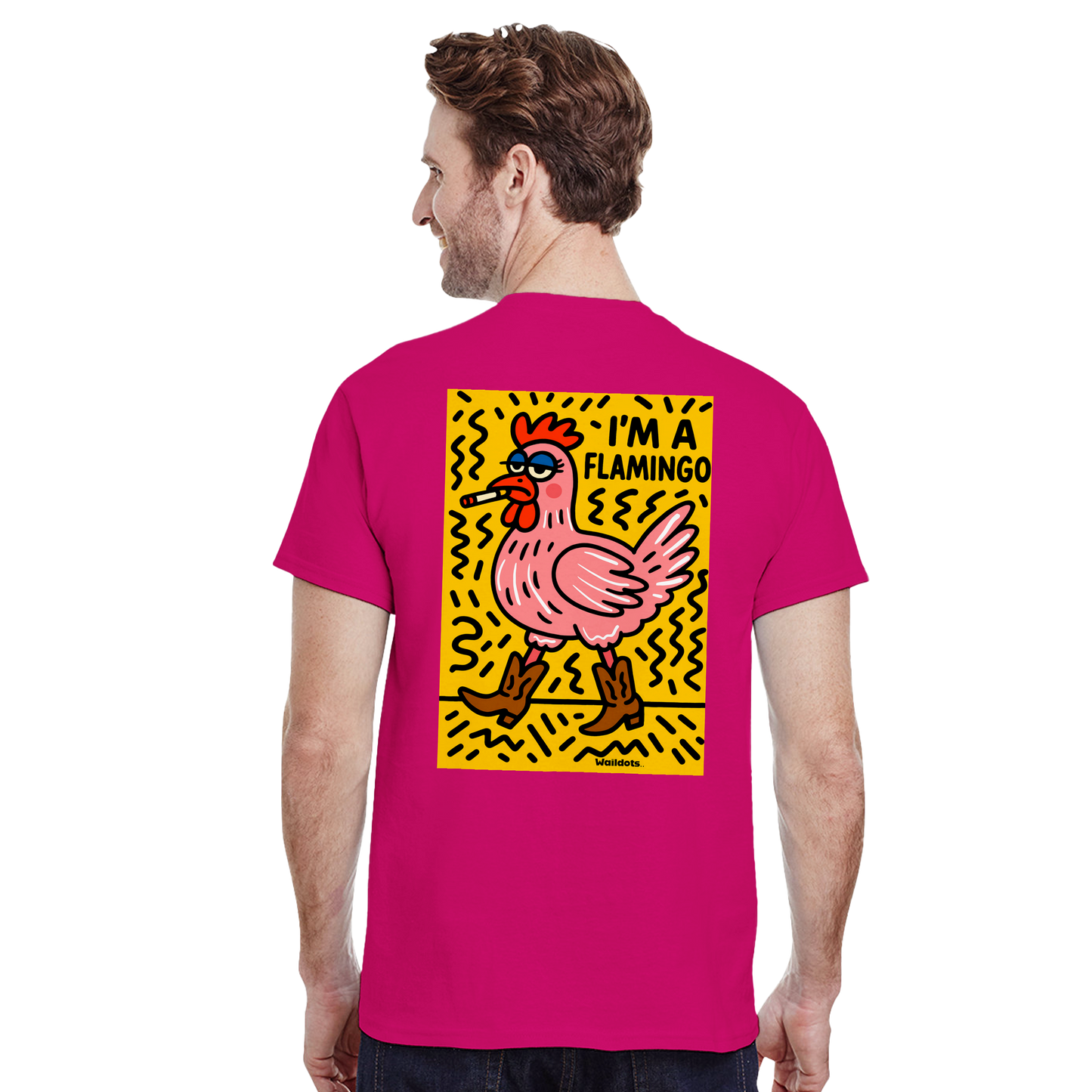 Camiseta "I'm a Flamingo" | Waildots – Diseño divertido de Gallina con estampado graffiti