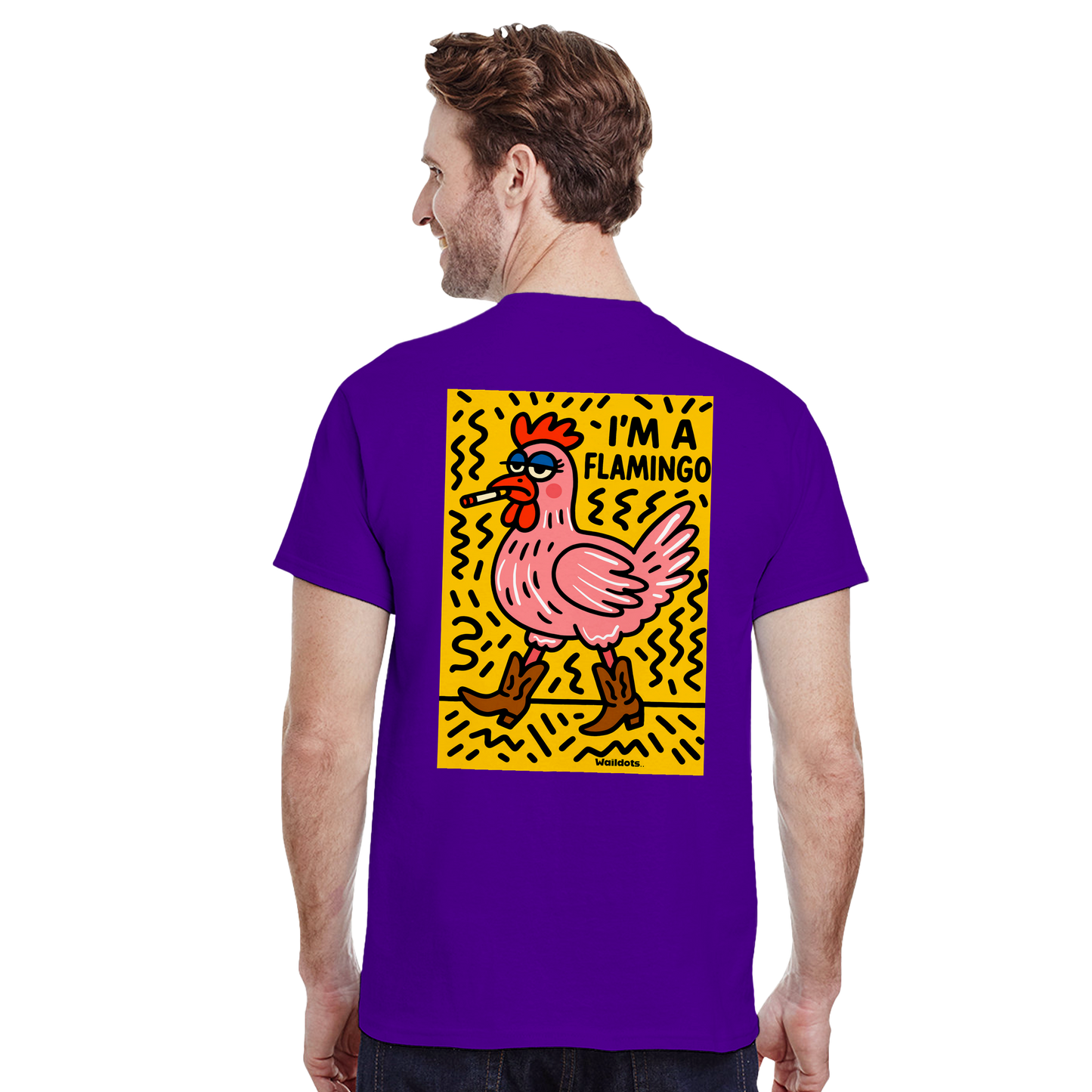 Camiseta "I'm a Flamingo" | Waildots – Diseño divertido de Gallina con estampado graffiti