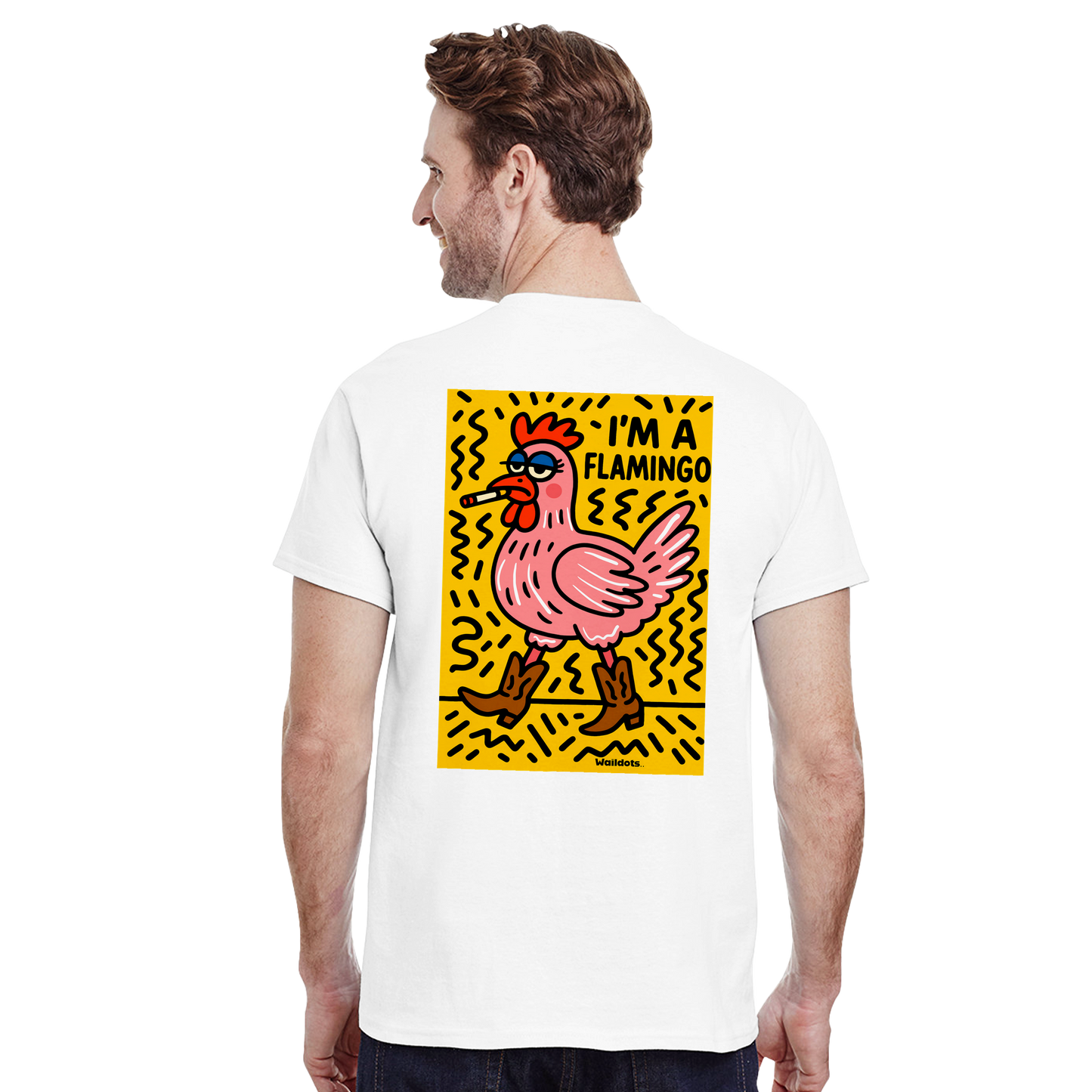 Camiseta "I'm a Flamingo" | Waildots – Diseño divertido de Gallina con estampado graffiti