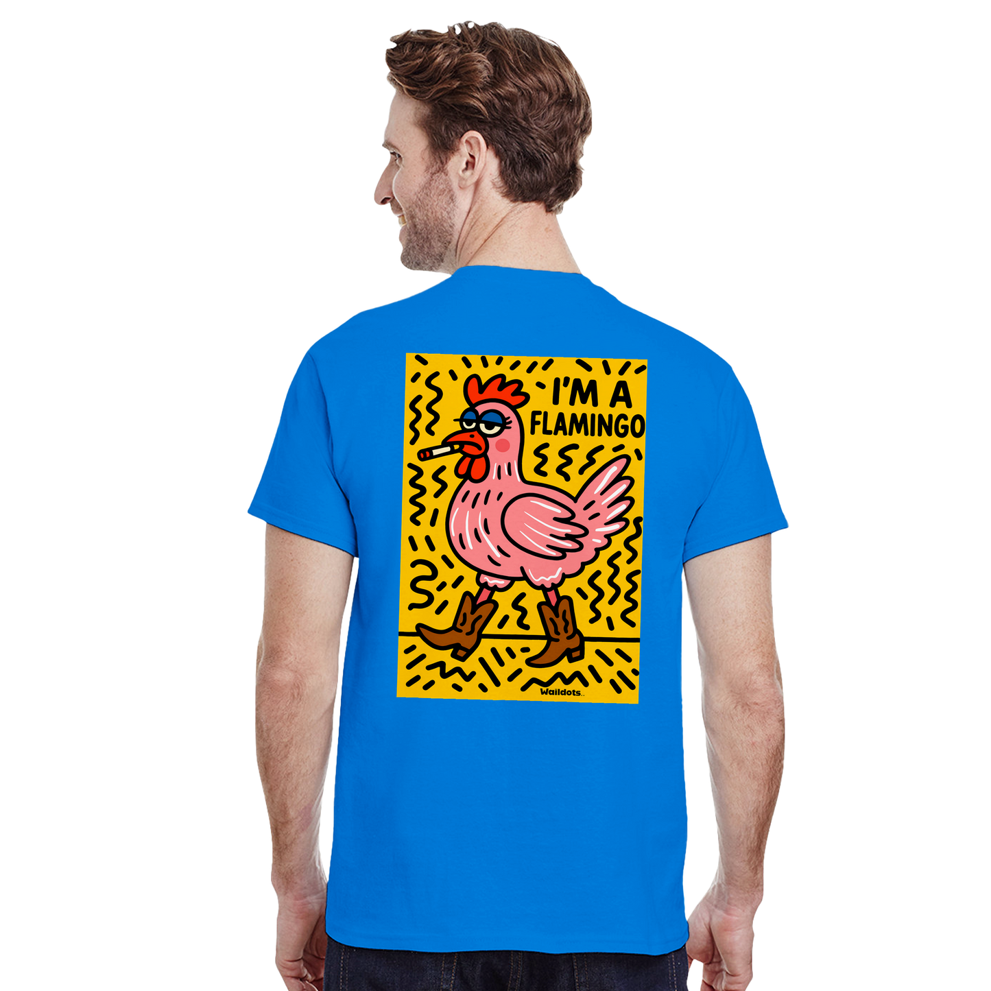 Camiseta "I'm a Flamingo" | Waildots – Diseño divertido de Gallina con estampado graffiti