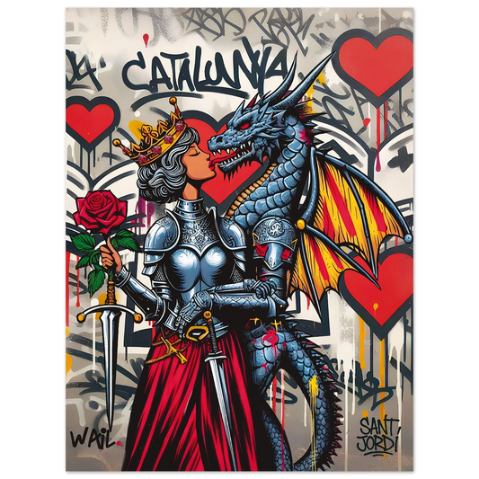 Decoración moderna con póster de Sant Jordi, ideal para regalar en el Día de Sant Jordi